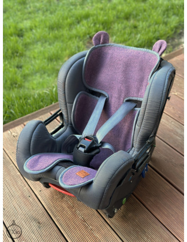 TermoMiś® Merino thermoregulierende Sitzauflage für Autositz und Kinderwagen – Pflaume