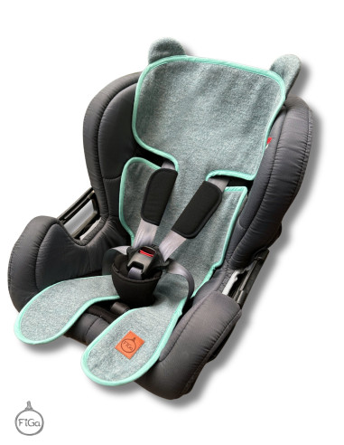 TermoMiś® Merino thermoregulierende Sitzauflage für Autositz und Kinderwagen – Mintgrün