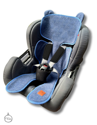 TermoMiś® Merino thermoregulierende Sitzauflage für Autositz und Kinderwagen – Jeans