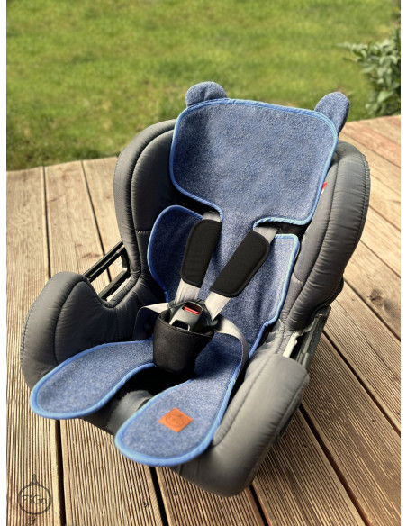 TermoMiś® Merino thermoregulierende Sitzauflage für Autositz und Kinderwagen – Jeans