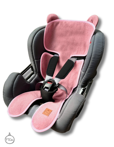TermoMiś® Merino thermoregulierende Sitzauflage für Autositz und Kinderwagen – Schmutziges Rosa