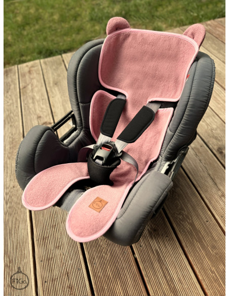 TermoMiś® Merino thermoregulierende Sitzauflage für Autositz und Kinderwagen – Schmutziges Rosa