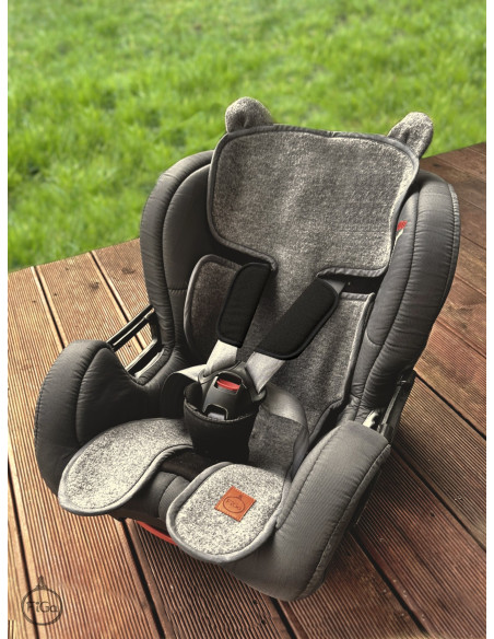 TermoMiś® Merino thermoregulierende Sitzauflage für Autositz und Kinderwagen – Grau