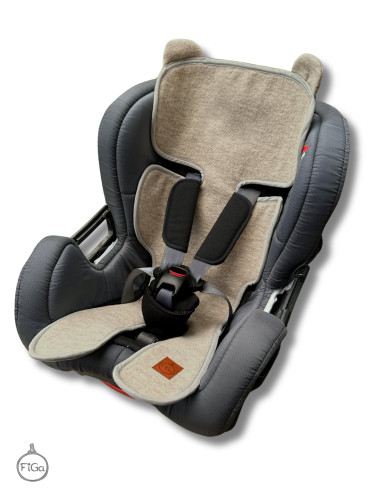 TermoMiś® Merino thermoregulierende Sitzauflage für Autositz und Kinderwagen – Beige