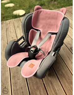 TermoMiś® Merino thermoregulierende Sitzauflage für Autositz und Kinderwagen – Schmutziges Rosa