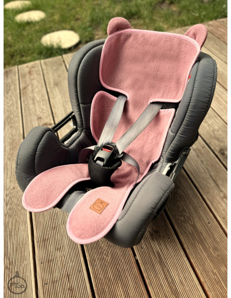 TermoMiś® Merino thermoregulierende Sitzauflage für Autositz und Kinderwagen – Schmutziges Rosa