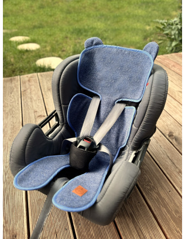 TermoMiś® Merino thermoregulierende Sitzauflage für Autositz und Kinderwagen – Jeans