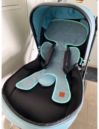 TermoMiś® Merino thermoregulierende Sitzauflage für Autositz und Kinderwagen – Mintgrün