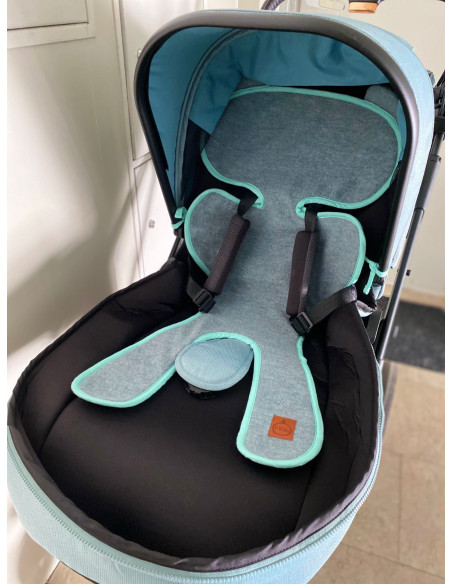 TermoMiś® Merino thermoregulierende Sitzauflage für Autositz und Kinderwagen – Mintgrün